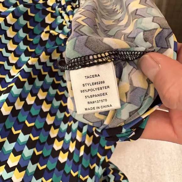 tacera women green Zig Zag Print button up shirt dress size L - Picture 14 of 16